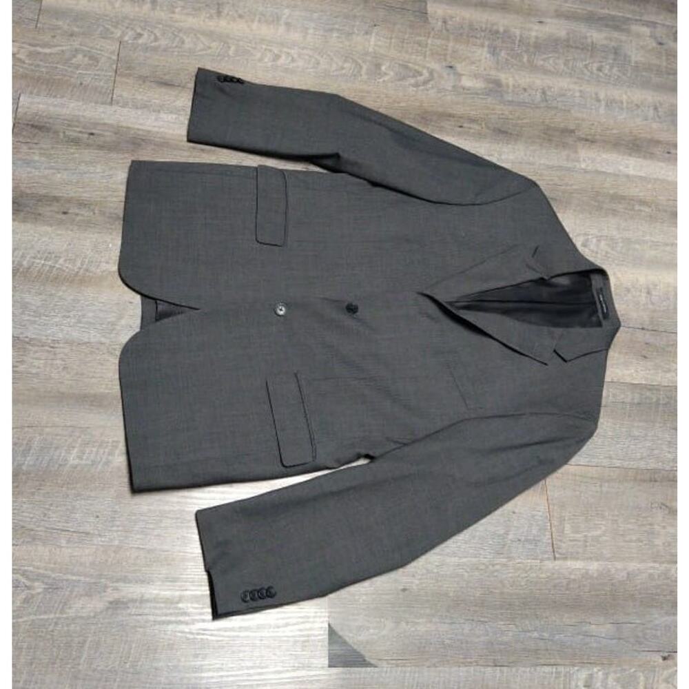 Awareness Kenneth Cole Mens 44L Gray Stripe Sports Coat 2 Button Duel Vent - Picture 9 of 15